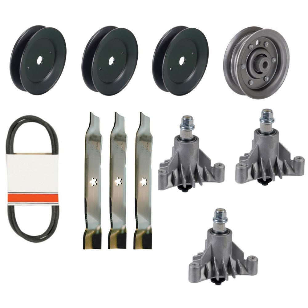 Fits Husqvarna Yth 180 46 Lawn Mower Deck Rebuild Kit Spindles Blades Belt Reliable