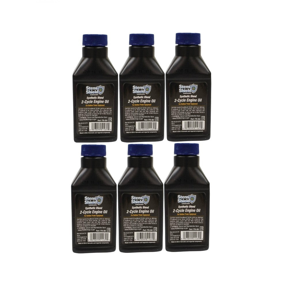 6 Pack Stens Synthetic Blend 2 Cycle Engine Oil 2.6oz Makes 50:1 Ratio Low Smoke