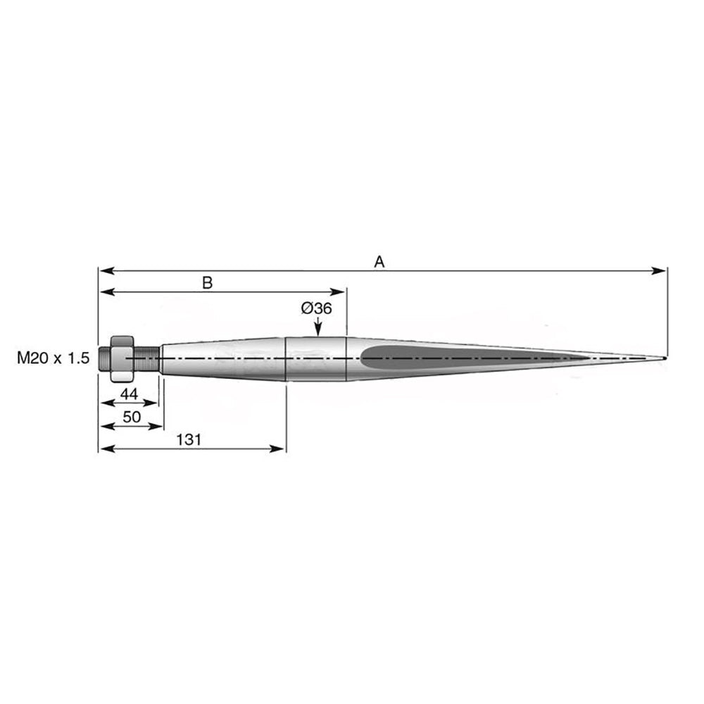 43 Inch SHW Hay Bale Spear 3000 lb Hay Tine Fork