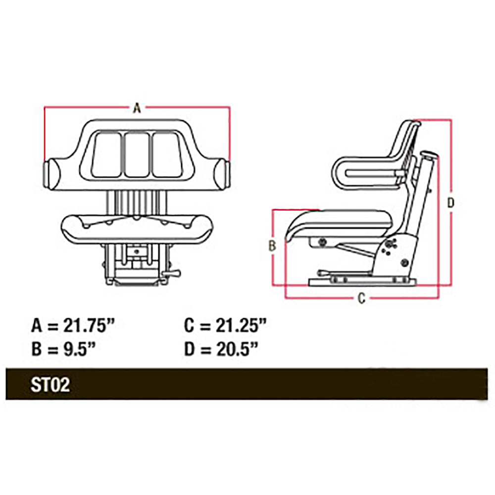 TY24763 Wrap Around Back Seat Fits John Deere 1020 1030 1120 1130 1530 1630