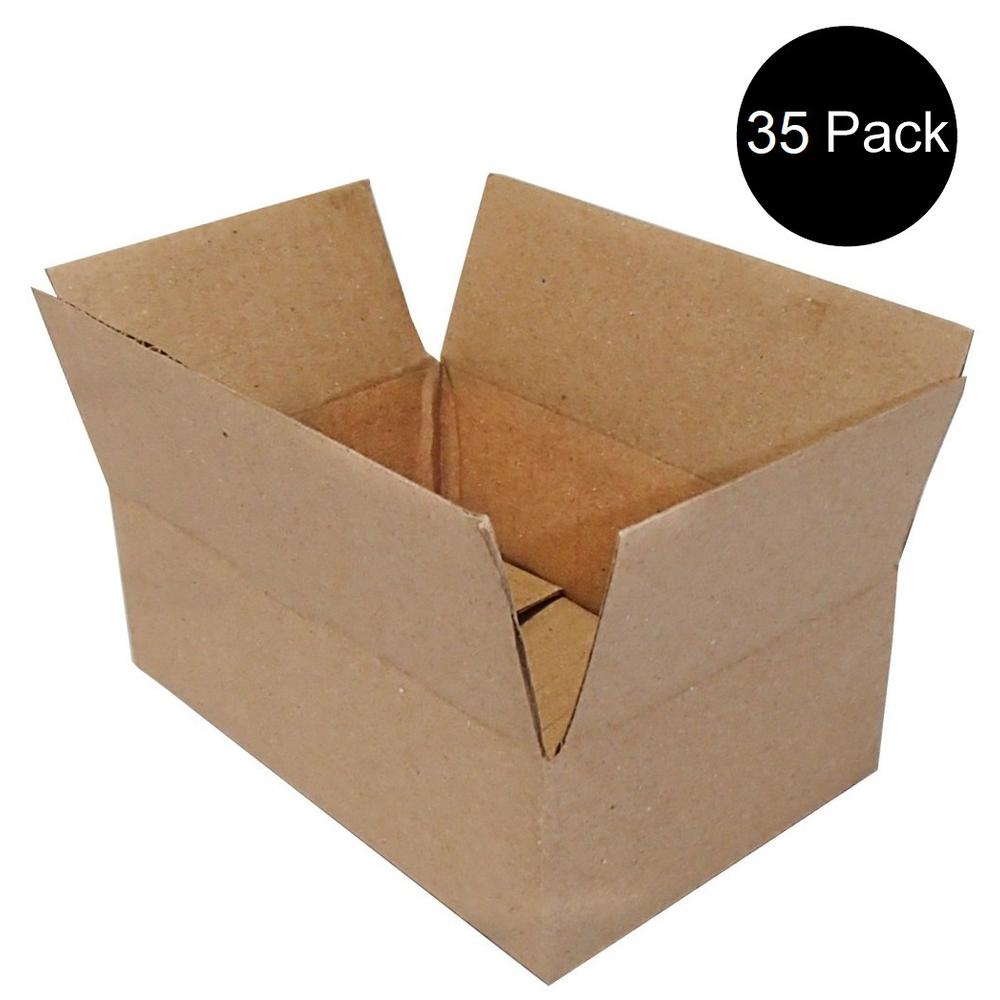 Set of Thirty-Five (35) 6x4x2 Brown Cardboard Shipping Boxes